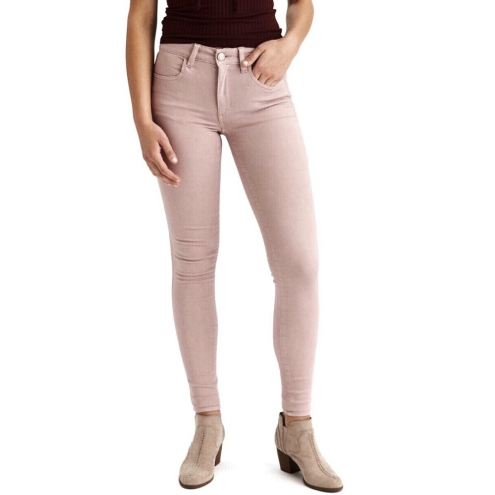 AMERICAN EAGLE Super Stretch Dusty Rose Pink Sateen Skinny Jegging 4 Regular